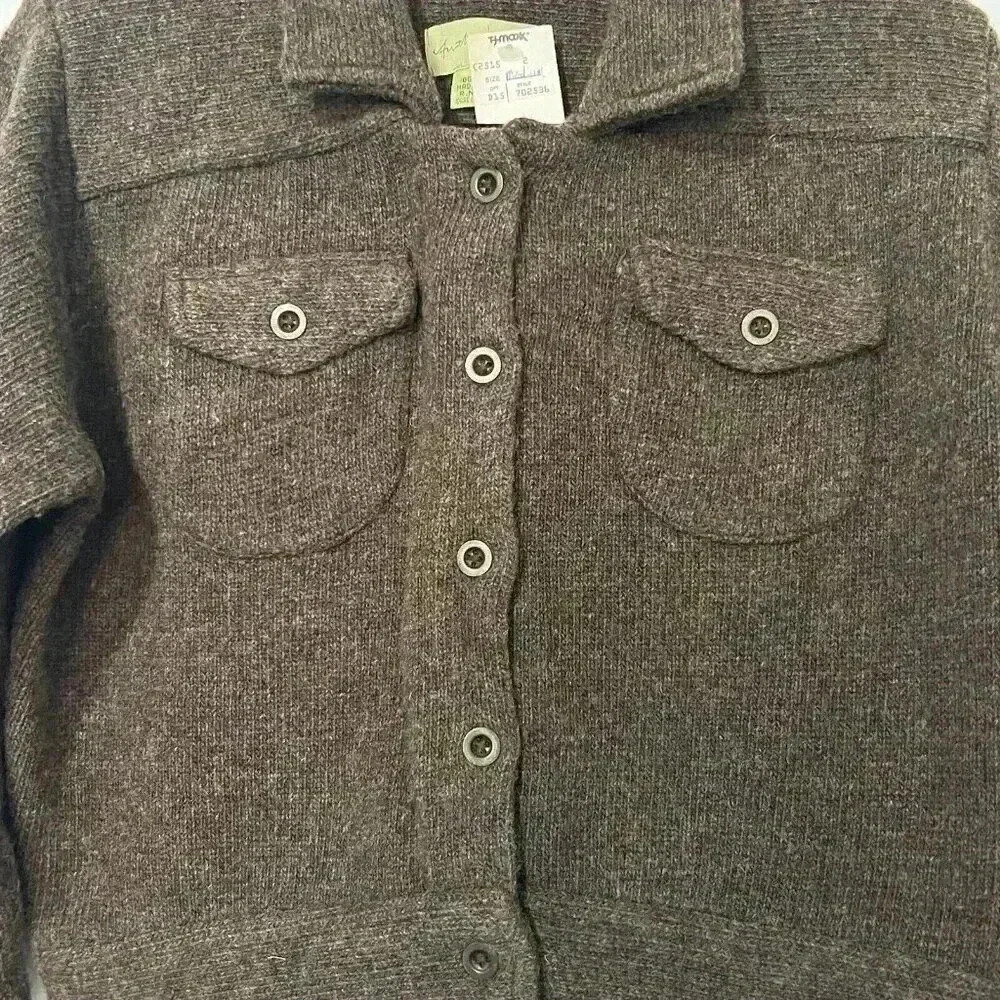 Anthropologie Jacket Women's Medium Brown Knit Wool NWT Cross Cropped Boho - Picture 2 of 6